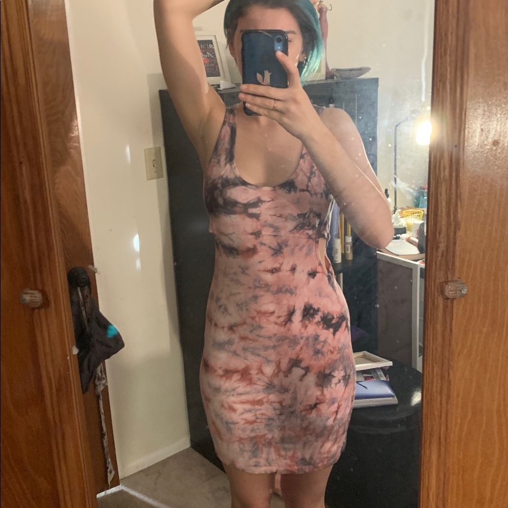 Tie Dye Tight Dress with Side and Back cut outs